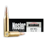 Nosler Trophy Grade 243 90 Grain Nosler AccuBond - 20 Rounds